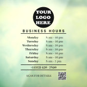 Autocollant Pour Fenêtre Logo d'entreprise blanc Heures d'ouverture Code QR (Feuille 3)
