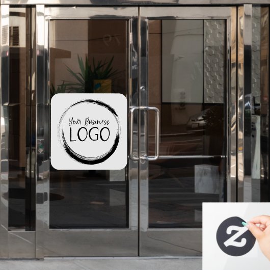 Autocollant Pour Fenêtre Logo d'entreprise carré à coins arrondis blanc (Porte de bureau)