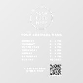 Autocollant Pour Fenêtre Logo d'entreprise Code QR Heures Blanc (Feuille)