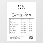 Autocollant Pour Fenêtre Logo d'entreprise Code Qr Horaires d'ouverture Heu (Feuille)