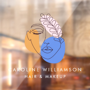 Autocollant Pour Fenêtre Logo d'entreprise d'art en ligne de visage abstrai