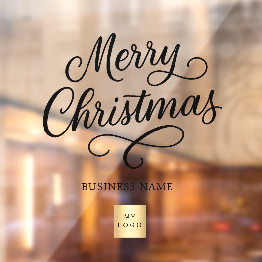 Autocollant Pour Fenêtre Logo d'entreprise en script noir pour Noël clair (Feuille 2)