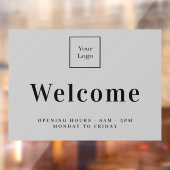 Autocollant Pour Fenêtre Logo d'entreprise gris heures d'ouverture (Feuille 2)