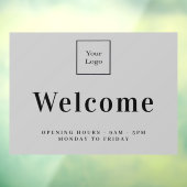 Autocollant Pour Fenêtre Logo d'entreprise gris heures d'ouverture de bienv (Feuille 3)