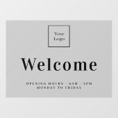 Autocollant Pour Fenêtre Logo d'entreprise gris heures d'ouverture de bienv (Feuille)