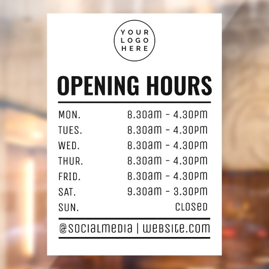 Autocollant Pour Fenêtre Logo d'entreprise - Heures d'ouverture (Feuille 2)