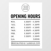 Autocollant Pour Fenêtre Logo d'entreprise - Heures d'ouverture (Feuille)