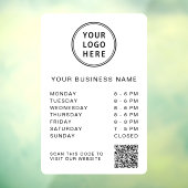 Autocollant Pour Fenêtre Logo d'entreprise Heures d'ouverture Code QR Blanc (Feuille 3)