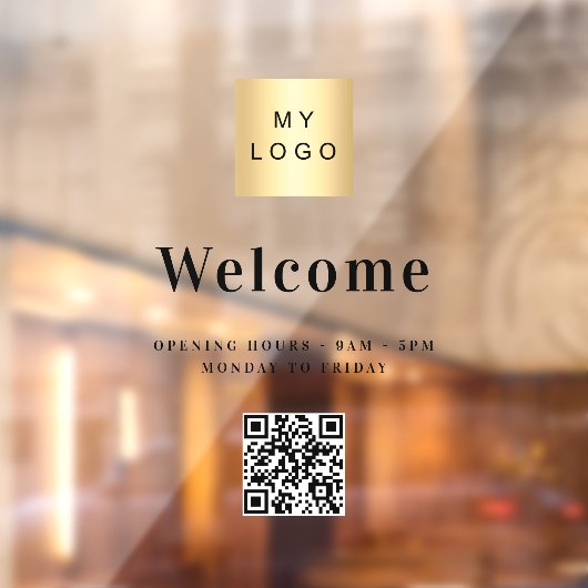 Autocollant Pour Fenêtre Logo d'entreprise, heures d'ouverture, code QR de (Feuille 2)
