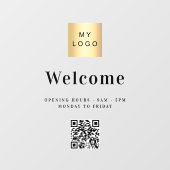 Autocollant Pour Fenêtre Logo d'entreprise, heures d'ouverture, code QR de (Feuille)