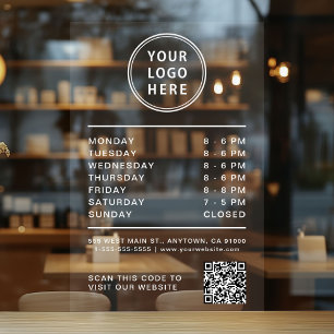 Autocollant Pour Fenêtre Logo d'entreprise Heures d'ouverture Code QR Lettr
