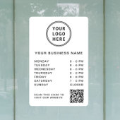 Autocollant Pour Fenêtre Logo d'entreprise Heures d'ouverture QR Code Blanc