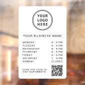 Autocollant Pour Fenêtre Logo d'entreprise Heures d'ouverture QR Code Blanc (Feuille 2)