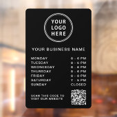 Autocollant Pour Fenêtre Logo d'entreprise Heures d'ouverture QR Code noir (Feuille 2)