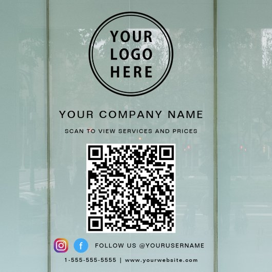 Autocollant Pour Fenêtre Logo d'entreprise Modèle QR Code Médias sociaux