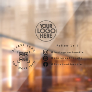 Autocollant Pour Fenêtre Logo d'entreprise personnalisé simple Code QR Soci