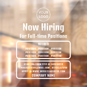 Autocollant Pour Fenêtre Logo d'entreprise, publicité de recrutement d'offr