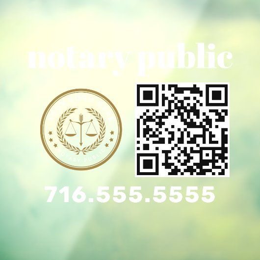 Autocollant Pour Fenêtre Logo d'entreprise publique Notaire moderne QR Code (Feuille 3)