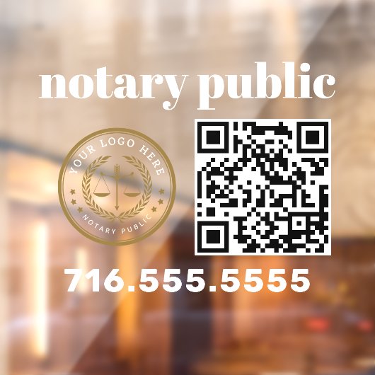 Autocollant Pour Fenêtre Logo d'entreprise publique Notaire moderne QR Code (Feuille 2)