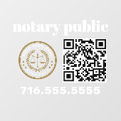 Autocollant Pour Fenêtre Logo d'entreprise publique Notaire moderne QR Code (Feuille)