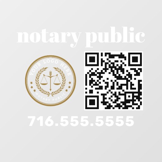 Autocollant Pour Fenêtre Logo d'entreprise publique Notaire moderne QR Code (Feuille)