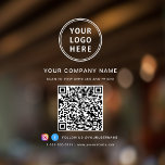 Autocollant Pour Fenêtre Logo d'entreprise QR Code Social Media Blanc<br><div class="desc">Panneau de fermeture de fenêtre moderne pour votre entreprise. Entrez l'adresse URL de votre site Web pour créer un code QR numérisable pour les clients afin d'accéder facilement à votre liste de produits, services et prix ou d'autres informations. Téléchargez votre logo et ajoutez votre nom d'entreprise, votre numéro de téléphone...</div>