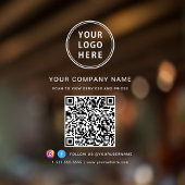 Autocollant Pour Fenêtre Logo d'entreprise QR Code Social Media Blanc