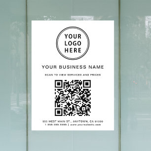 Autocollant Pour Fenêtre Logo d'entreprise simple Code QR blanc