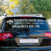 Logo d'entreprise + texte blanc Horizontal Vinyl C