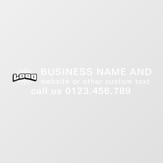 Autocollant Pour Fenêtre Logo d'entreprise + texte blanc Horizontal Vinyl C (Feuille)