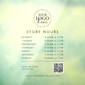 Autocollant Pour Fenêtre Logo d'entreprise transparent Chic Code QR Heures (Feuille 3)