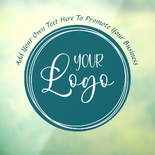 Autocollant Pour Fenêtre Logo d'entreprise Turquoise arrondi Texte courbe p