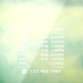 Autocollant Pour Fenêtre Logo des heures d'ouverture des affaires blanches (Feuille 3)