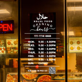 Autocollant Pour Fenêtre Logo des heures d'ouverture White Business et code