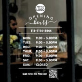 Autocollant Pour Fenêtre Logo des heures d'ouverture White Business et code