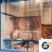 Autocollant Pour Fenêtre Logo design moderne en bois de charpenterie Code Q (Fenêtre de café)