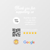 Autocollant Pour Fenêtre Logo du code QR noir de Google Review My Business (Feuille)