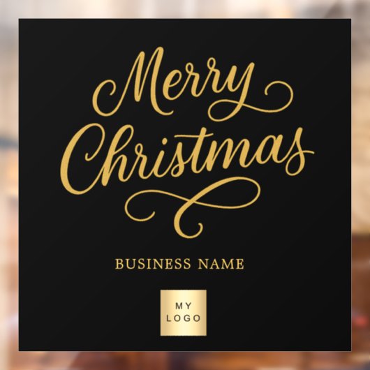Autocollant Pour Fenêtre logo entreprise or noir de Noël (Feuille 2)