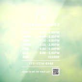 Autocollant Pour Fenêtre logo et code qr des heures d'ouverture de l'entrep (Feuille 3)