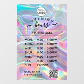 Autocollant Pour Fenêtre logo et code QR horaires d'ouverture holographique (Feuille)
