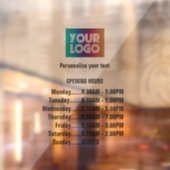 Autocollant Pour Fenêtre Logo Et Texte Personnalisables Heures D'Ouverture (Feuille 2)