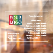 Autocollant Pour Fenêtre Logo Et Texte Personnalisables Heures D'Ouverture  (Feuille 2)