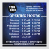 Autocollant Pour Fenêtre Logo Et Texte Personnalisables Heures D'Ouverture (Feuille)