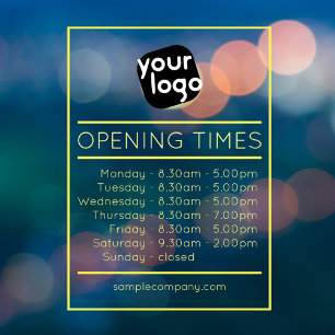 Autocollant Pour Fenêtre Logo Et Texte Personnalisables Heures D'Ouverture 