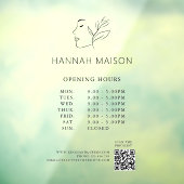 Autocollant Pour Fenêtre Logo féminin moderne, Heures d'ouverture et code Q (Feuille 3)