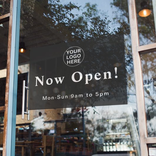 Autocollant Pour Fenêtre Logo 'Gray Now Open' | Heures d'ouverture