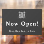 Autocollant Pour Fenêtre Logo 'Gray Now Open' | Heures d'ouverture (Feuille 2)
