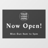 Autocollant Pour Fenêtre Logo 'Gray Now Open' | Heures d'ouverture (Feuille)