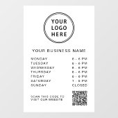 Autocollant Pour Fenêtre Logo Heures d'ouverture Affaires Code QR Blanc (Feuille)