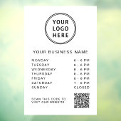 Autocollant Pour Fenêtre Logo Heures d'ouverture Affaires Code QR Blanc (Feuille 3)